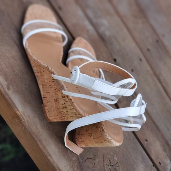 Clear White Plastic Wedge heels - Picture 2 of 9